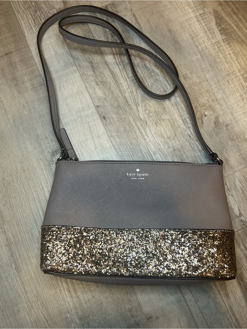 Kate Spade New York Greta Court Glitter Crossbody Bag - Lavender Gray